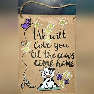 Decorative Wall Art with Cute Cow Design